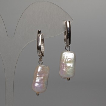 Baroque Pearl Earrings Petrol-Tone, diameter 10x18mm+/-, length 37mm+/-, English lock