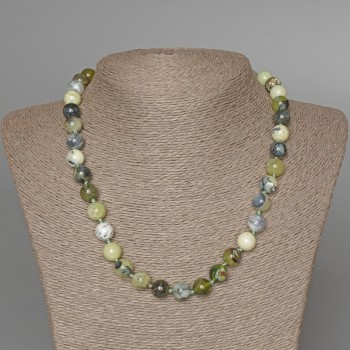 Green Opal Necklace, natural stone, smooth round beads, diameter 10mm+/-, length 47cm+