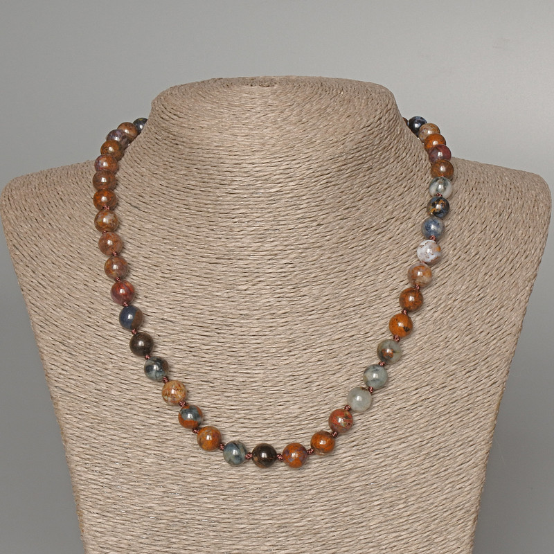 Pietersite Necklace, natural stone smooth bead, diameter 8.5mm+-, length 51cm+