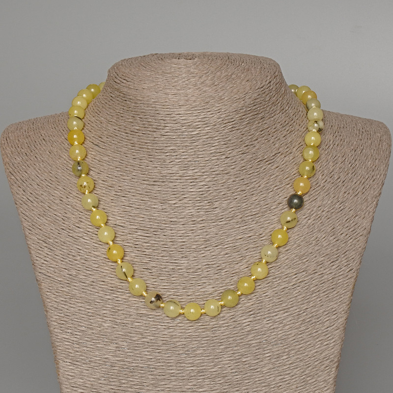 Yellow Turquoise Necklace, smooth round beads, diameter 8.5mm+/-, length 50cm+