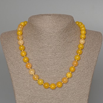 Citrine Bead Necklace, smooth round beads, diameter 10.5 mm ±, length 49 cm ±