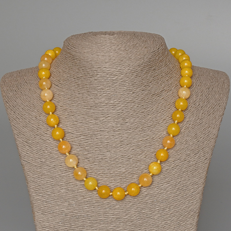 Citrine Necklace, smooth bead, diameter 10.5mm+-, length 49cm+