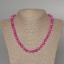 Necklace Tourmaline Raspberry, smooth bead, diameter 8mm+/-, length 47cm+