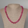 Necklace Tourmaline Raspberry, smooth bead, diameter 10mm+/-, length 47cm+
