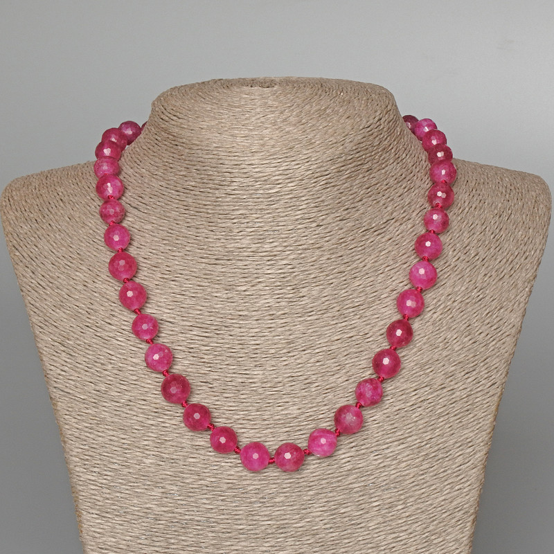 Necklace Tourmaline Raspberry, faceted bead, diameter 10mm+/-, length 49cm+