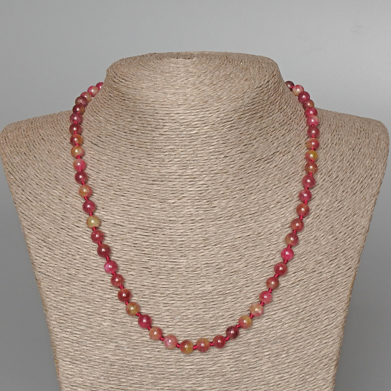 Necklace Tourmaline Polychrome, faceted bead, diameter 6.5mm+/-, length 49cm+