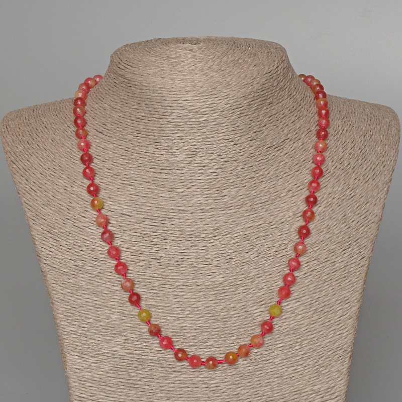 Necklace Tourmaline Polychrome, faceted bead, diameter 6mm+/-, length 48cm+
