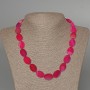 Necklace Agate Raspberry, natural stone, oval bead, diameter 13x18mm+/-, length 47cm+