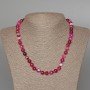 Necklace Agate Raspberry, natural stone, smooth bead, diameter 8mm+/-, length 47cm+