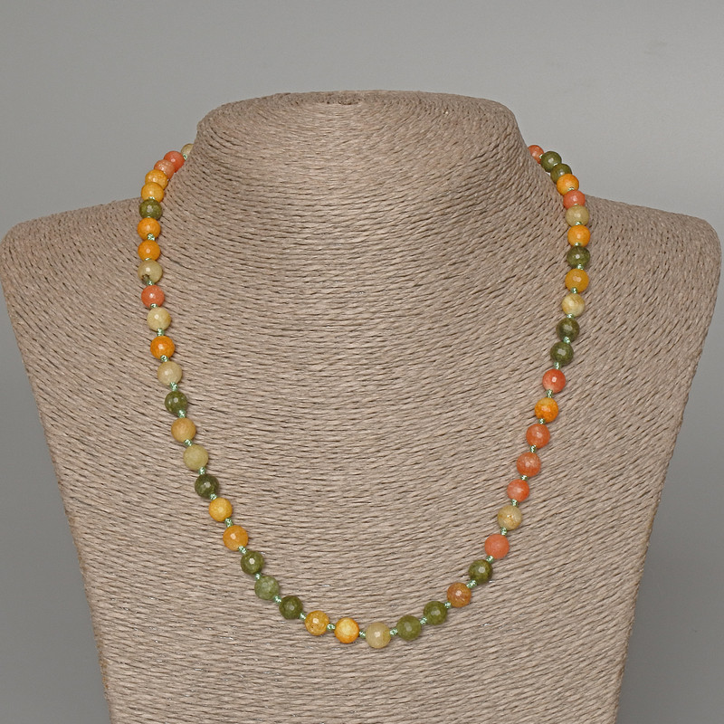 Necklace Assorted, natural stone, faceted bead, diameter 6.5mm+/-, length 51cm+