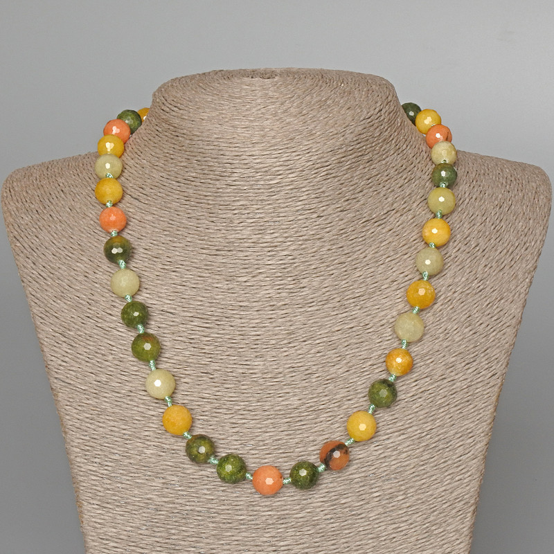 Assorted Natural Stone Necklace faceted bead, diameter 10mm+-, length 50cm+