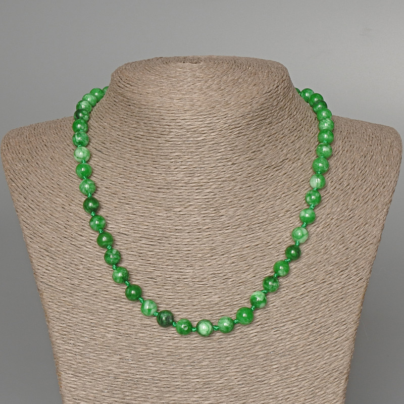 Chrysoprase Necklace (imitation) smooth bead, diameter 8mm+-, length 48cm+