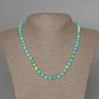 "Variscite" Necklace (imitation acrylic) blue, white and yellow colours, smooth bead, diameter 6.5mm+-, length 48cm+