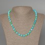 "Variscite" Necklace (imitation acrylic) blue, white and yellow colours, smooth bead, diameter 8.5mm+-, length 48cm+