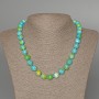 "Variscite" Necklace (acrylic imitation), blue, white and yellow colours, smooth round beads, diameter 10mm+/-, length 48cm+