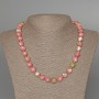 "Variscite" Necklace (imitation acrylic) pink, white and green colours, smooth bead, diameter 10mm+-, length 49cm+