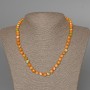 "Variscite" Necklace (imitation acrylic) green, orange and white colours, smooth bead, diameter 7mm+-, length 47cm+