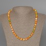 "Variscite" Necklace (Acrylic Imitation), Green, Orange and White, Smooth Round Bead, Diameter 8.5mm+/-, Length 47cm+