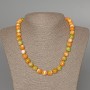 "Variscite" Necklace (imitation acrylic), green, orange and white colours, smooth round beads, diameter 10mm+/-, length 47cm+
