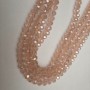 Czech Crystal Beads, Light Pink Transparent Faceted Rondelle with Petrol Tint, Diameter 8x6mm+-, Length 39mm+- on Fishing Line