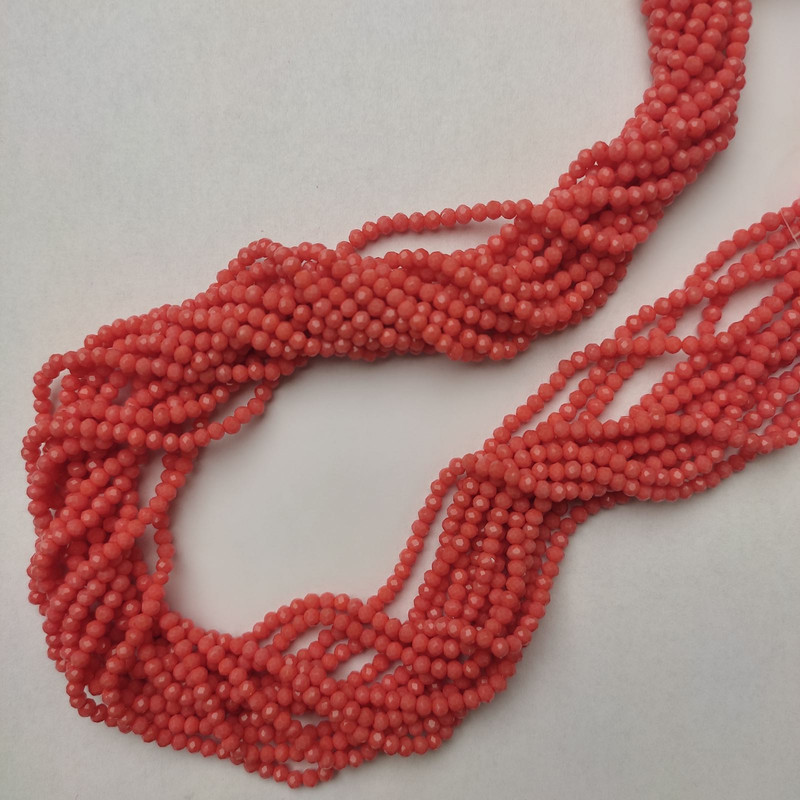 Czech Crystal Beads Carrot Orange Faceted Rondelle, Diameter 3x2.5mm+-, Length 41mm+- on Fishing Line