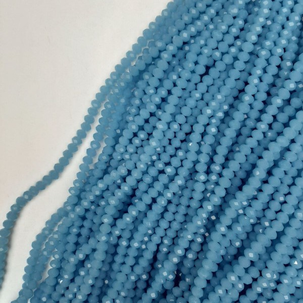 Czech Crystal Beads Sky Blue Faceted Rondelle, Diameter 6x4.5mm+-, Length 39mm+- on Fishing Line