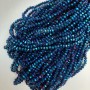 Czech Crystal Beads Blue with "Petrol" Tint Faceted Rondelle, Diameter 6x4.5mm+-, Length 38mm+- on Fishing Line