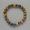 Yellow-Grey Cat's Eye Bracelet, natural stone smooth round bead, diameter 8mm+/-, length 18cm+/- (stretch)