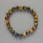 Yellow-Grey Cat's Eye Bracelet, natural stone smooth round bead, diameter 8mm+/-, length 18cm+/- (stretch)