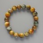 Yellow-Grey Cat's Eye Bracelet, natural stone smooth round bead, diameter 10.5mm+/-, length 18cm+/- (stretch)