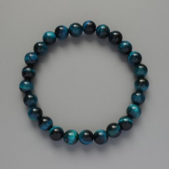 Azure Cat's Eye Bracelet natural stone smooth bead, diameter 8mm+/-, length 18cm+/- (stretch)