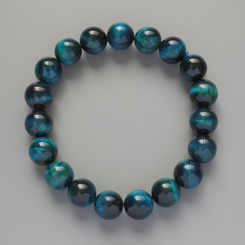Azure Cat's Eye Bracelet natural stone smooth bead, diameter 10mm+/-, length 18cm+/- (stretch)