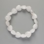 "Heart" Bracelet, Rock Crystal natural stone, diameter 12x12x6mm+/-, length 18cm+/- (stretch)