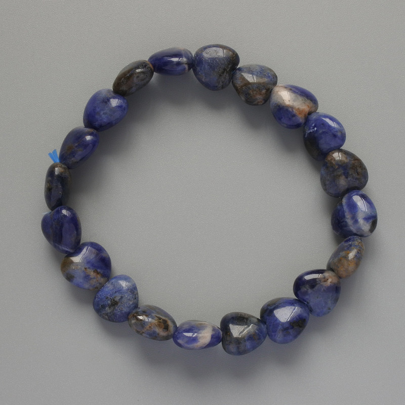 Sodalite Heart Bracelet, Natural Stone, Diameter 10x9.5x5mm+-, Length 18cm+- (Stretch)