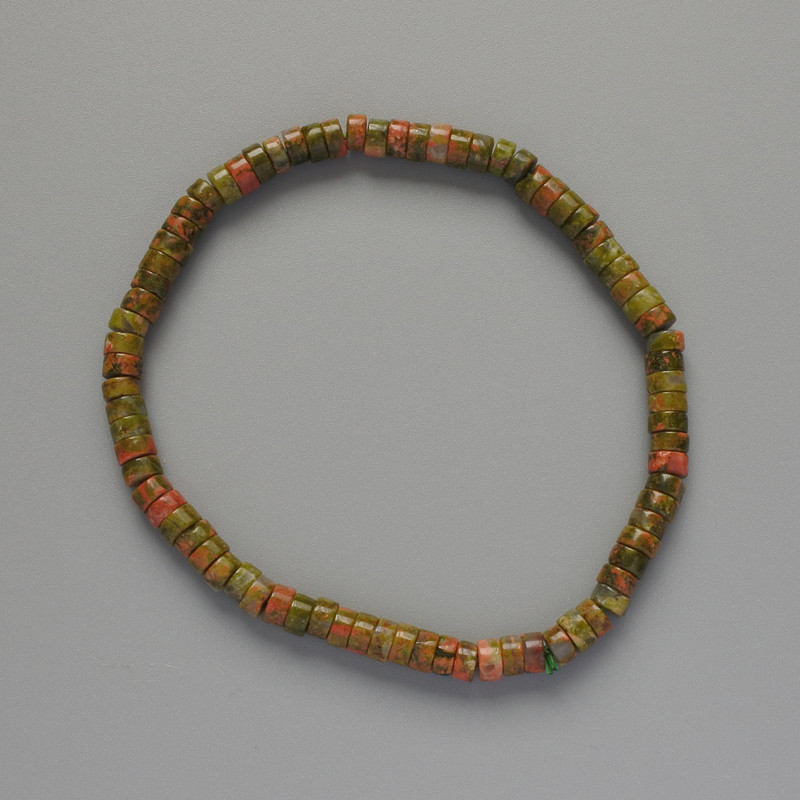 Heliotrope Jasper Bracelet, Natural Stone Rondelle, Diameter 4.5x2.5mm+-, Length 18cm+- (Stretch)