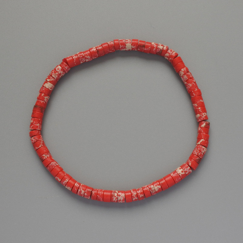 Variscite Bracelet Red (Pressed) Disc, Diameter 4.5x2.5mm+/-, Length 18cm+/- (Stretch)
