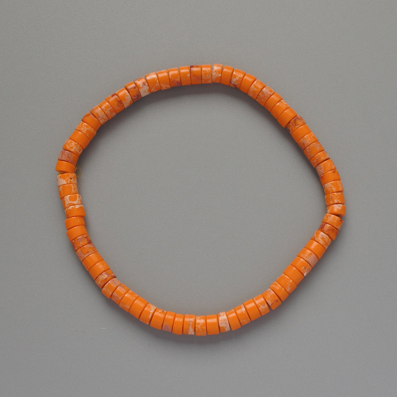 Variscite Bracelet Orange (Pressed) Disc, Diameter 4.5x2.5mm+/-, Length 18cm+/- (Stretch)