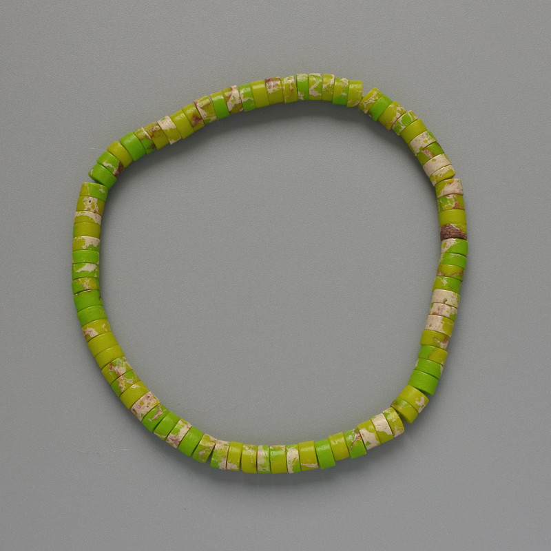 Variscite Bracelet Lime Green (Pressed) Disc, Diameter 4.5x2.5mm+/-, Length 18cm+/- (Stretch)