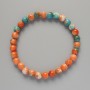 Bracelet "Variscite" (imitation acrylic) orange, blue and white colours, smooth bead, diameter 6.5mm+/-, length 18cm+/- (stretch)