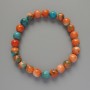 Bracelet "Variscite" (imitation acrylic) orange, blue and white colours, smooth bead, diameter 8.5mm+/-, length 18cm+/- (stretch)