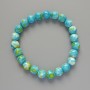 "Variscite" Bracelet (Acrylic), Blue, White and Yellow Colours, Smooth Bead, Diameter 8.5mm+-, Length 18cm+- (Stretch)