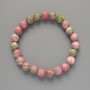 "Variscite" Bracelet (Acrylic), Pink, White and Green Colours, Smooth Bead, Diameter 8.5mm+-, Length 18cm+- (Stretch)