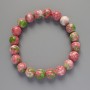 "Variscite" Bracelet (Acrylic), Pink, White and Green Colours, Smooth Bead, Diameter 10mm+-, Length 18cm+- (Stretch)