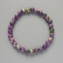"Variscite" Bracelet (Acrylic), Violet, White and Green Colours, Smooth Bead, Diameter 6.5mm+-, Length 18cm+- (Stretch)