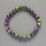 "Variscite" Bracelet (Acrylic), Violet, White and Green Colours, Smooth Bead, Diameter 8.5mm+-, Length 18cm+- (Stretch)