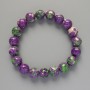 "Variscite" Bracelet (Acrylic), Violet, White and Green Colours, Smooth Bead, Diameter 10.5mm+-, Length 18cm+- (Stretch)