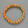 "Variscite" Bracelet (Acrylic), Green, Orange and White Colours, Smooth Bead, Diameter 8.5mm+-, Length 18cm+- (Stretch)