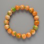 "Variscite" Bracelet (Acrylic), Green, Orange and White Colours, Smooth Bead, Diameter 10mm+-, Length 18cm+- (Stretch)