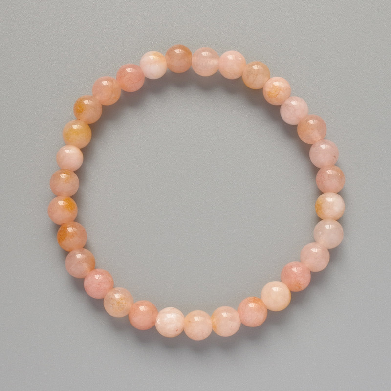 Toned Quartz Bracelet, Smooth Bead, Diameter 6.5mm+/-, Length 18cm+/- (Stretch)
