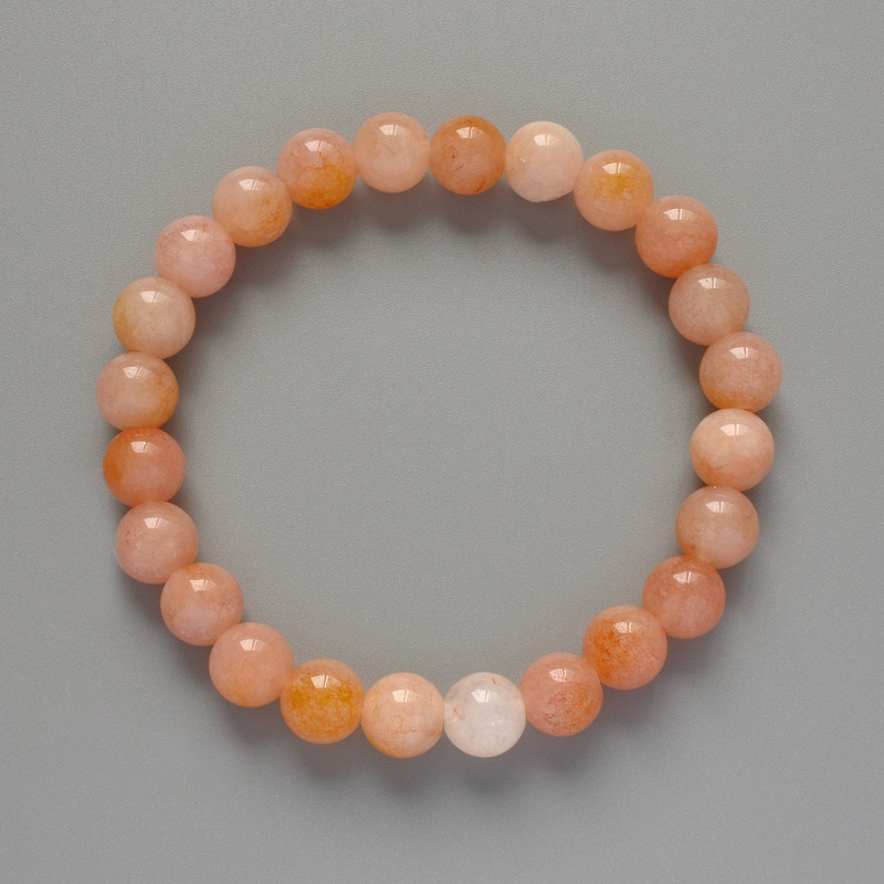 Toned Quartz Bracelet, Smooth Bead, Diameter 8mm+/-, Length 18cm+/- (Stretch)
